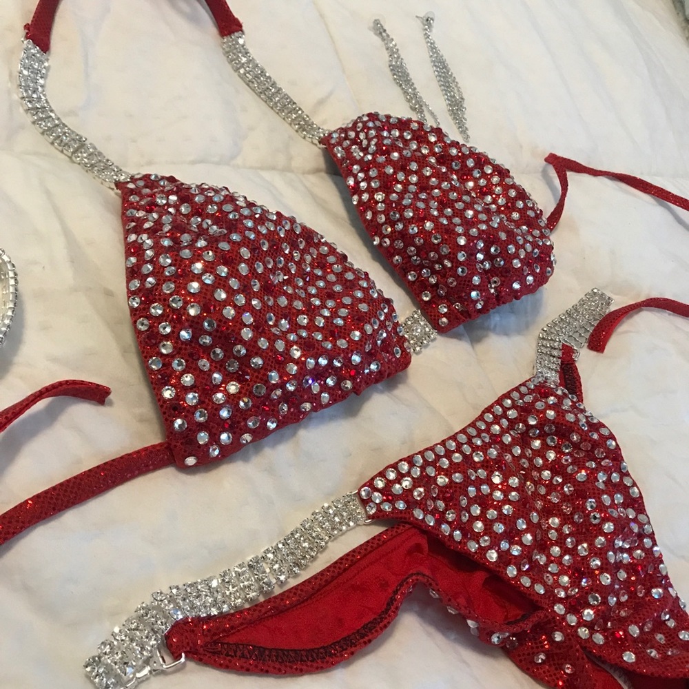 Red Full Bikini Competition Suit - image 1
